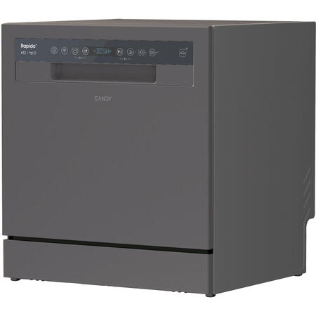 Masina de spalat vase compacta Candy CP 8F9FFA, 8 seturi, 8 programe, Wifi + BLE, Clasa F, 55 cm, Antracit