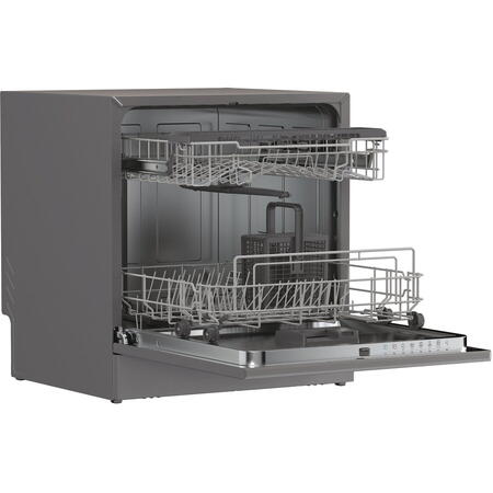 Masina de spalat vase compacta Candy CP 8F9FFA, 8 seturi, 8 programe, Wifi + BLE, Clasa F, 55 cm, Antracit