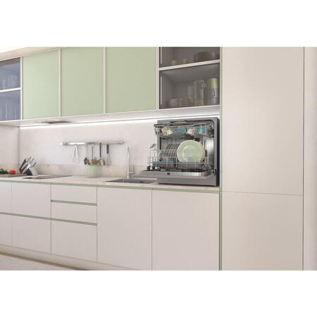 Masina de spalat vase compacta Candy CP 8F9FFA, 8 seturi, 8 programe, Wifi + BLE, Clasa F, 55 cm, Antracit