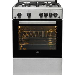 Aragaz Beko FBGT62110DXO, 4 arzatoare, Gaz, Aprindere electrica plita/cuptor, Grill, Rotisor, High-Efficiency Gas Burner, Timer, 60 cm, Inox