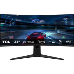 Monitor LED TCL Gaming 34R83Q Curbat 34 inch UWQHD QD-Mini LED 1 ms 170 Hz USB-C HDR FreeSync Premium & G-Sync Compatible