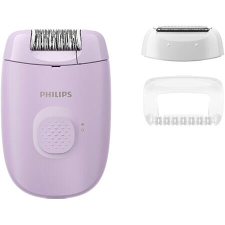 Epilator cu fir BRE237/00 Series 2000, Capac pentru masaj, 1 setare de viteza, Mov