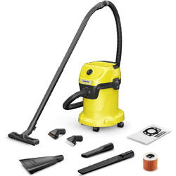 Aspirator umed-uscat Karcher WD 3 V-17/6/20, Aspirare umeda si uscata, 17l, furtun 2m, 1000W, functie de suflare, Galben/Negru