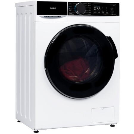 Masina de spalat rufe Samus WSADI-12143, 12 kg, 15 programe, Motor inverter, 1400 rotatii, Clasa energetica A, Afisaj electronic, Programe speciale: Abur, Blugi, Pilote, Eliminare par de animale, Tesaturi copii, Alb