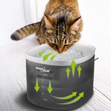 Dozator automat pentru apa pentru animale de companie GreenBlue GB392, USB 5V1A, 21 x 18 x 14.5 cm, 3 L, gri