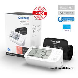 OMRON Tensiometru de brat, detectare fibrilatie atriala (Afib), manseta inteligenta Intelli Cuff, afisaj DUAL