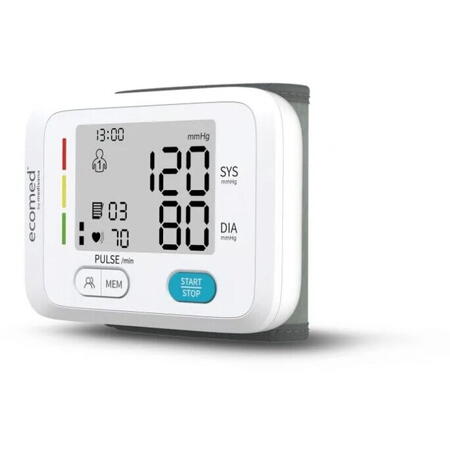 Tensiometru automat Ecomed BW-83E, alb, 13.5-19.5 cm, pentru incheietura mainii
