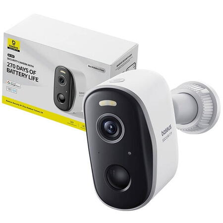 Camera de Supraveghere pentru Exterior Baseus N1 Plus Wi-Fi 2K Acumulator 10500mAh Alb