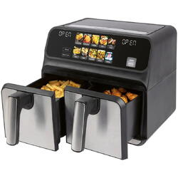 Friteuza dubla cu aer cald Proficook, PC-FR1287H, fara ulei, capacitate 8 litri, 9 programe automate, temperatura ajustabila individual 50-200°C, incalzire rapida, timer, semnal acustic, senzor touch, protectie supraincalzire, usor de curatat, negru