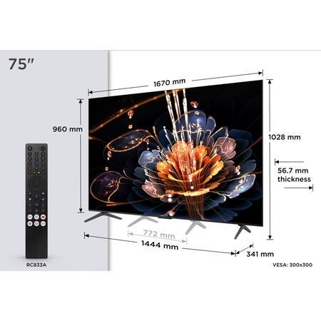 Televizor TCL Mini LED 75C61KS, 189 cm, Smart Google TV, 4K Ultra HD, (Model 2025)