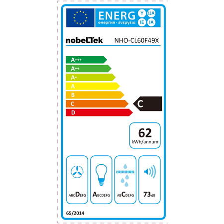 Hota clasica NobelTek NHO-CL60F49X, 60 cm, 1 motor, 2 filtre aluminiu, lampa led, 400m3, Inox