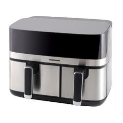 Heinner Friteuza dubla cu aer cald HAF-H9DB17BKS, 1700W, capacitate totala 8.6 L, touch, 8 programe, Gri/Silver