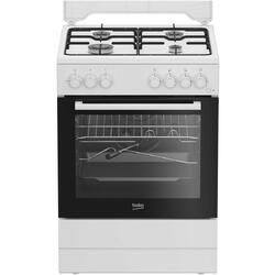 Aragaz Beko FSST62110DW, Mixt, 4 arzatoare cu eficienta ridicata, Aprindere electrica, Grill, Rotisor, Clasa A, 60 cm, Alb
