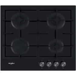Plita incorporabila Whirlpool GOS 6415/NB1, Gaz, 4 arzatoare, Siguranta arzatoare, Wok, Gratare fonta, 60 cm, Negru