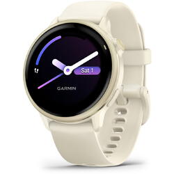 Smartwatch Garmin vivoactive 6, GPS, 42mm, curea silicon, Bone/Lunar Gold