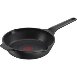 Tigaie Tefal Robusto, 24 cm, inductie, invelis antiaderent din titan, aluminiu turnat, indicator Thermo-Signal, margini turnare, maner lateral integrat, negru