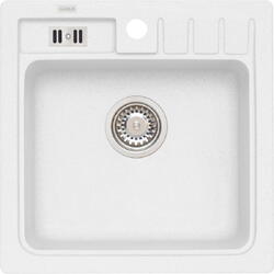 Chiuveta bucatarie Algranit Alveus Niagara 20 A11, 465 x 465 mm, Adancime cuva 180 mm, Material compozit, Alb