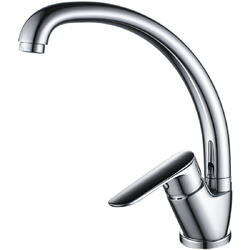 Baterie bucatarie Idrobric Boston, pipa inalta, crom lucios, cartus ceramic ø 35 mm, racord flexibil inox F3/8, 35 cm, kit de montaj rapid