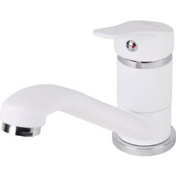 Baterie bucatarie SanDonna F 1066, cu aerator, cartus ceramic, Alama, Alb