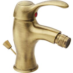Baterie bideu retro Idrobric Distri, monocomanda, auriu antichizat (alama antichizata), cartus ceramic 40 mm, ventil pop-up, racorduri flexibile inox 3/8