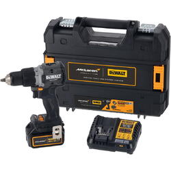 Masina de gaurit si insurubat (bormasina) pe acumulator cu percutie DeWALT DCD85MM1T, editie limitata McLaren, 18V XR, acumulator Li-Ion 4 Ah, motor fara perii, iluminare LED, sistem anti-rotatie, cuplu 90 Nm, viteza 0-2000 RPM, cutie transport TSTAK