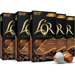 Set 5X capsule cafea L'OR Espresso Caramel, 50 de capsule de aluminiu, compatibile Nespresso Original, 260 g