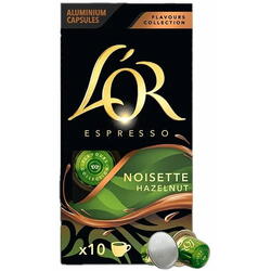 Cafea capsule, L'OR Espresso Hazelnut, 10 bauturi x 40 ml, 10 capsule compatibile cu Nespresso Original, 52 g