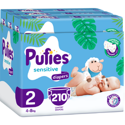 Scutece Pufies Sensitive, marimea 2 Mini, 210 bucati, 4-8 kg, pachet Maxi*3