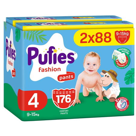 Scutece chilotel Pufies Fashion, marimea 4, 176 bucati, 9-15 kg, Mega Pack*2