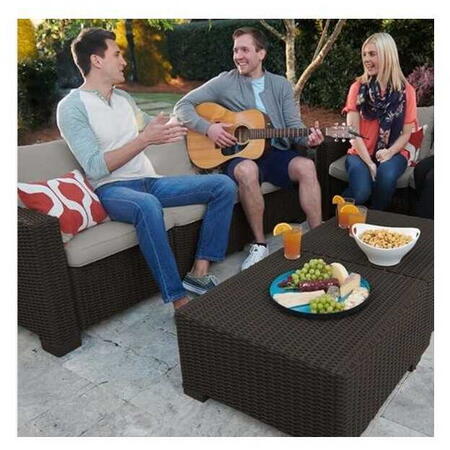 Masuta de gradina, polipropilena, Keter, patrata, servirea bauturilor, maro, colectia California, 68x68x35 cm