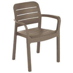 Scaun de gradina, plastic, Keter, spatar, cappuccino, suprapozabil, rezistent la raze UV, 53 x 58 x 83 cm