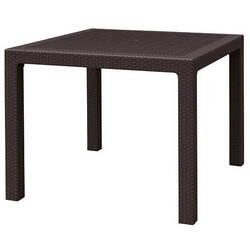 Masa de gradina, imitatie ratan, Keter, patrata, maro, Melody Quartet, 95x95x74.5 cm