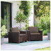 Set mobilier pentru terasa, material polipropilena, Keter, colectia California, pentru exterior sau balcon, 2 fotolii, culoare brown, aspect ratan natural