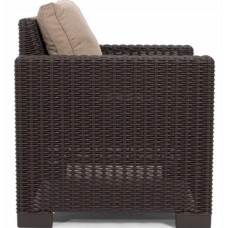 Set mobilier pentru terasa, material polipropilena, Keter, colectia California, pentru exterior sau balcon, 2 fotolii, culoare brown, aspect ratan natural