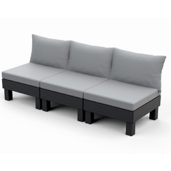 Canapea exterior, Polipropilena, 3 locuri, cu perne, Keter, Elements, Grafit