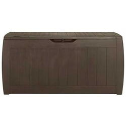Lada depozitare exterior, pentru accesorii gradina si terasa, cu capac, material polipropilena, culoare maro, Keter Hollywood, 270 L, cu sistem inchidere si manere