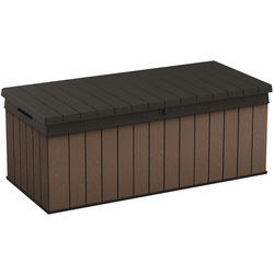 Cutie de exterior pentru gradina, pentru depozitare accesorii gradina si terasa, capac inclus, material polipropilena, culoare maro, Keter Darwin, 380 L, rezistenta UV