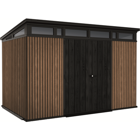 Casuta de gradina, Keter, Maro Venetian, 11x7, colectie Signature, usa dubla, ferestre, ventilatie, ranforsare metalica