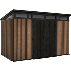 Casuta de gradina, Keter, Maro Venetian, 11x7, colectie Signature, usa dubla, ferestre, ventilatie, ranforsare metalica