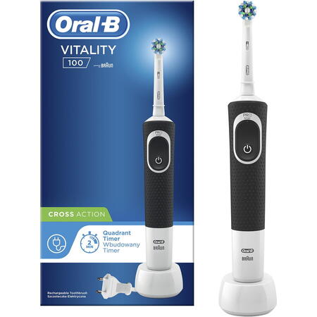 Periuta de dinti Oral-B Vitality 100 Cross Action, Negru/Alb