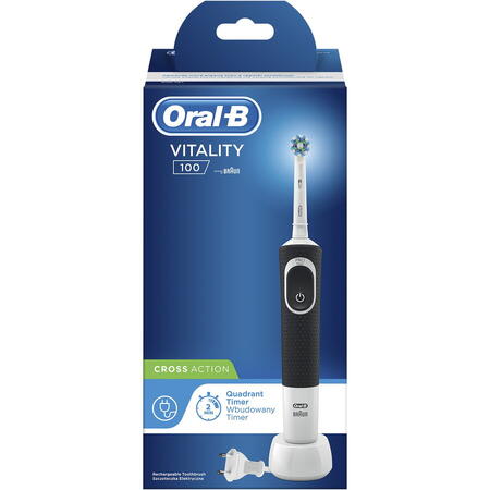 Periuta de dinti Oral-B Vitality 100 Cross Action, Negru/Alb