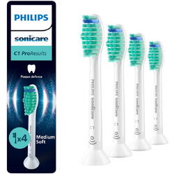 Rezerve Philips Sonicare Pro Results HX6014/87, pachet de 4 capete de periere, Standard, click-on, sincronizarea modurilor BrushSync, Alb