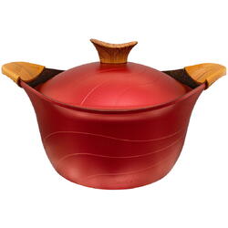 Oala cu capac Neoklein CS24, diametru 24 cm, capacitate 4.2 L, aluminiu turnat, invelis anti-aderent, Rosu