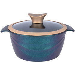 Oala Neoklein CSG20-OceanBlue, cu capac din sticla, 20 cm, 2.6 L, aluminiu turnat, invelis anti-aderent, OceanBlue