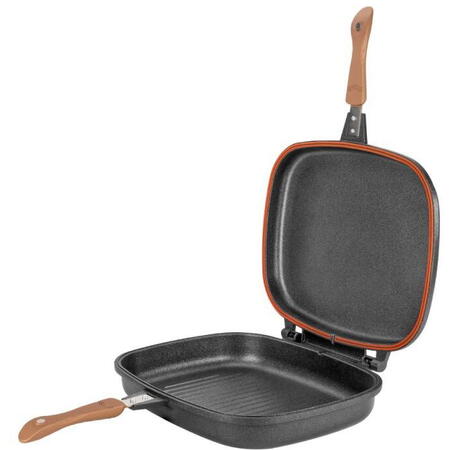 Grill dublu Neoklein NK-IDGR36, 36 cm, titan antiaderent, Negru