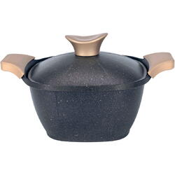 Oala Neoklein SCS20-Black, cu capac, 20 cm, 2.7 L, aluminiu turnat, invelis anti-aderent, Negru