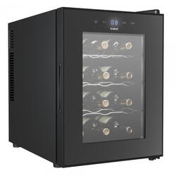 Racitor termoelectric pentru vinuri Samus SRV37CR12, 33 L, Capacitate 12 sticle, Panou control tactil cu afisaj electronic, Clasa E, 3 rafturi cromate