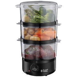 Aparat de gatit cu aburi compact Russell Hobbs Kitchen Collection 26530-56, 7 L, Timer, Bol orez, Negru