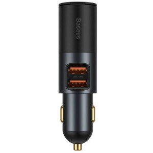 Incarcator auto Baseus Share Together, 2 x USB Output 5V/3A, 1 x bricheta auto, total output 120W, pt. bricheta auto, gri