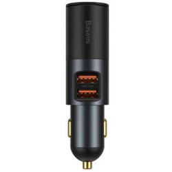 Incarcator auto Baseus Share Together, 2 x USB Output 5V/3A, 1 x bricheta auto, total output 120W, pt. bricheta auto, gri